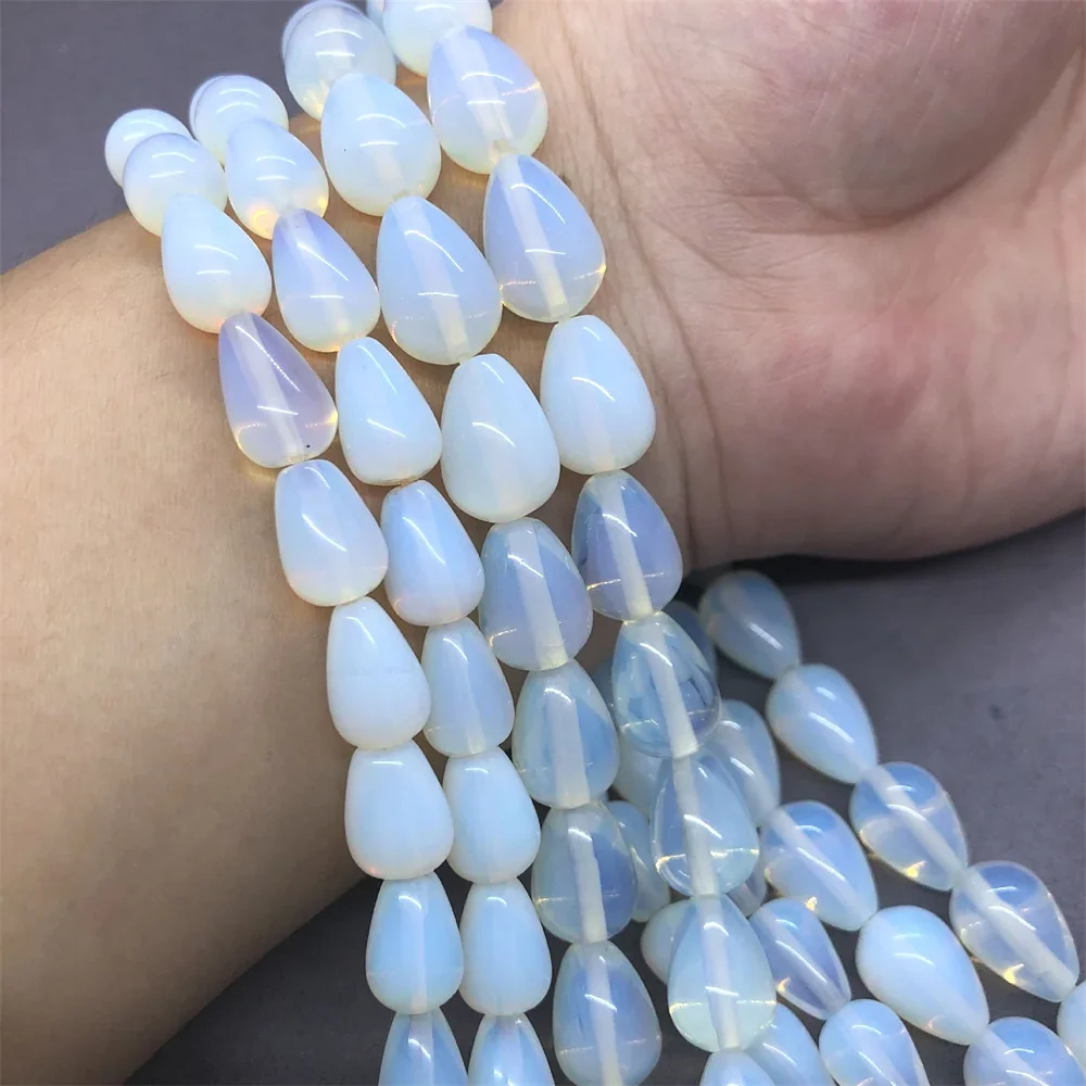 Natural Stone White Opal Beads Water Droplet Opalite Quartz Fit DIY Make Up Charms Beading Beads for Jewelry Making