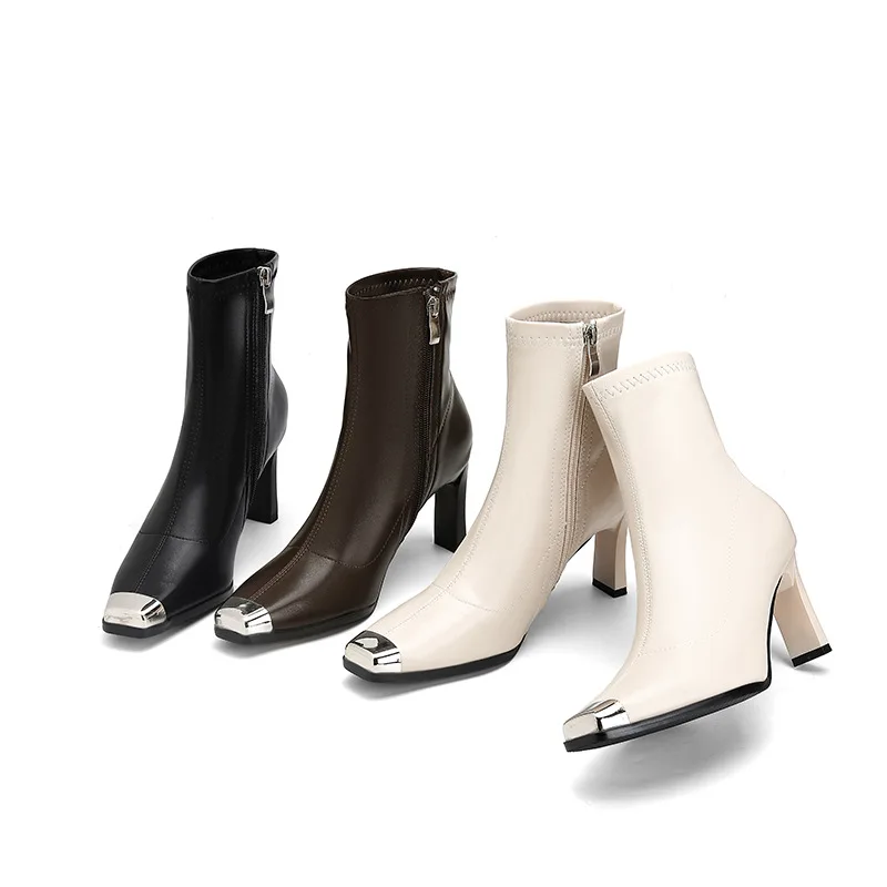 

Women's boots European and American style 2026 Spring and Autumn temperament square headed fashionable versatile short boots