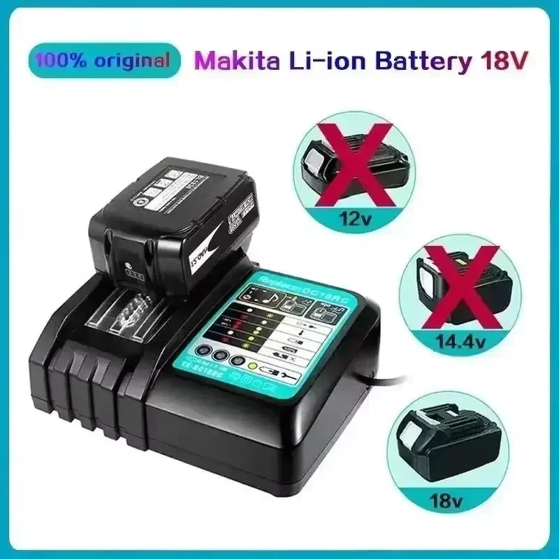 Bateria Recarregável para Ferramentas Elétricas, 18V makita com LED, Substituição Li-ion, LXT, BL1860B, BL1860, BL1850, 12000mAh