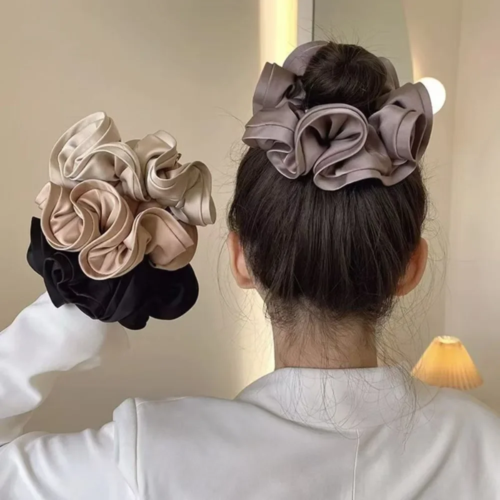 Oversize Koreanische Satin Scrunchies Elastische Haargummis Frauen Mädchen Große Haarbänder Pferdeschwanz Halter Haar Gummibänder Haar Zubehör