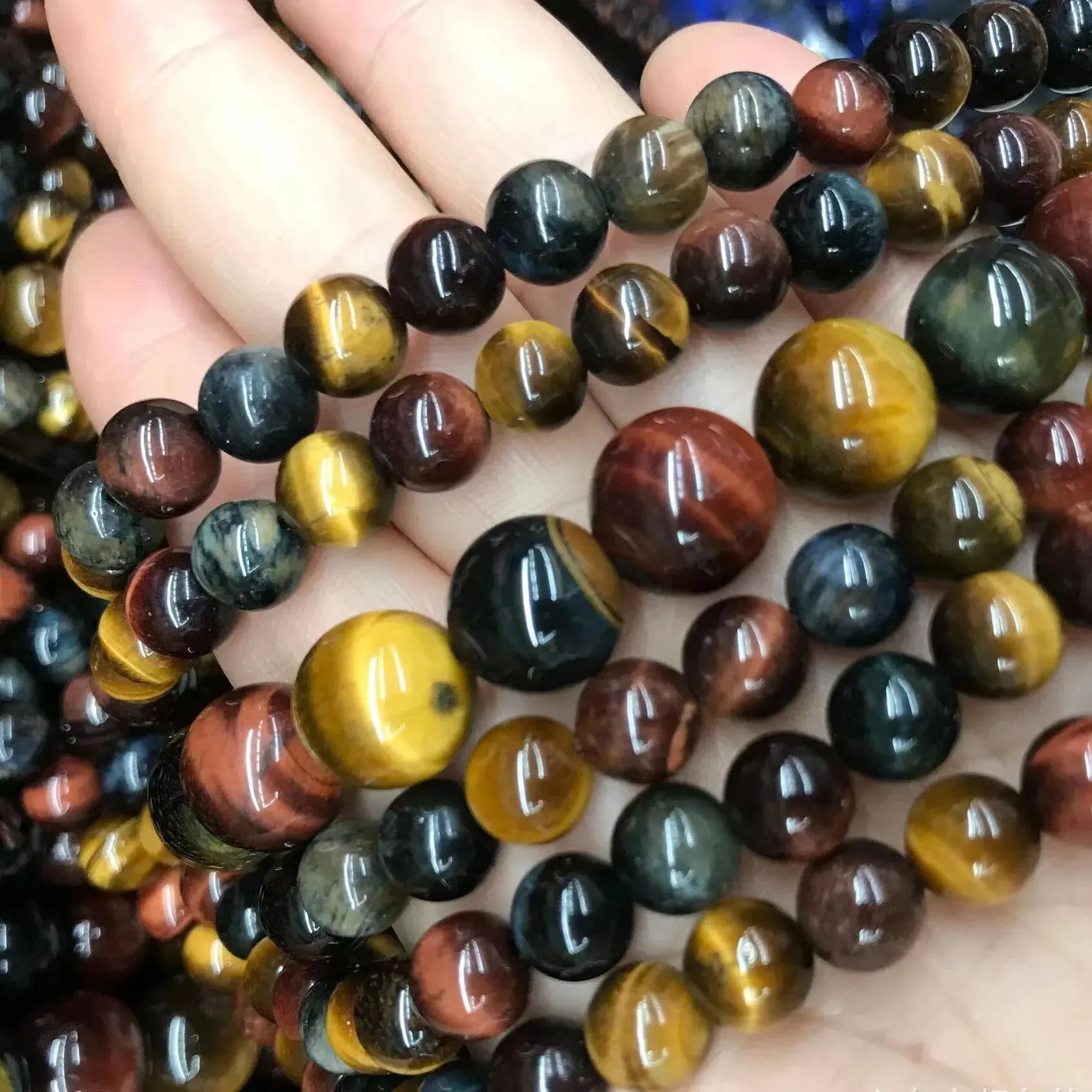 Colorful Tiger Eye Lightning Natural Stone Round Loose Space Beads For Jewelry Making DIY Charm Bracelets Necklace Accessories