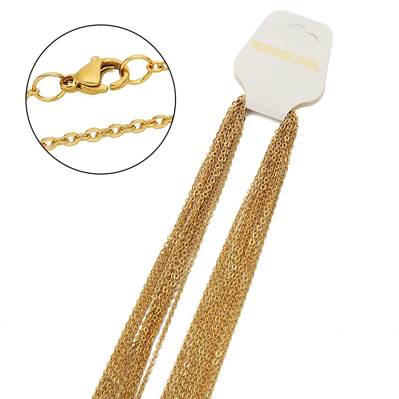 10pcs/lot Stainless Steel Gold Link Cable Chain Men Women Necklace Chains for DIY Bulk Jewelry Making Findings Supplies