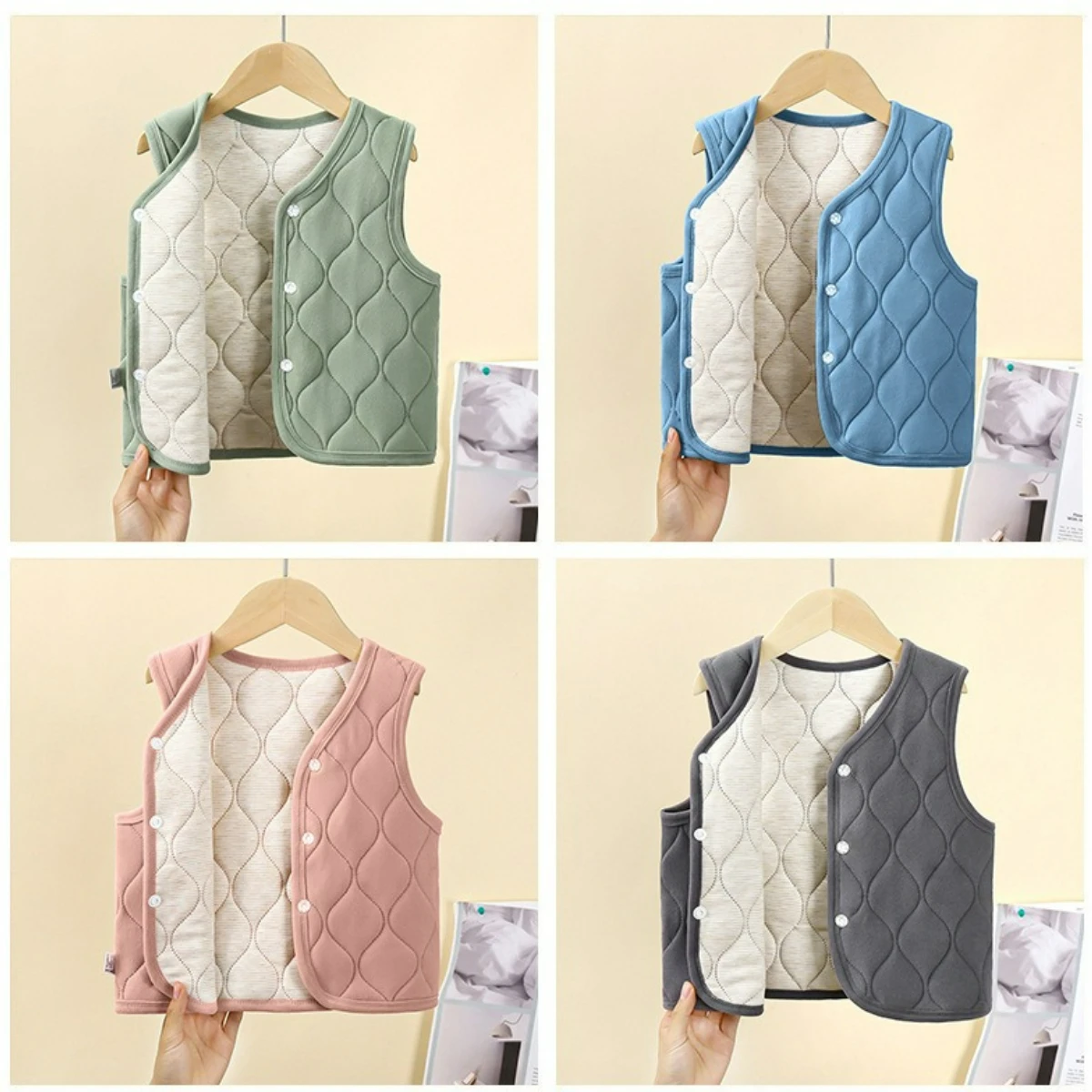 Children's Autumn and Winter Vest New School Uniform Artifact Warm for Boys and Girls Thick Inner Layer Fashionable Vest