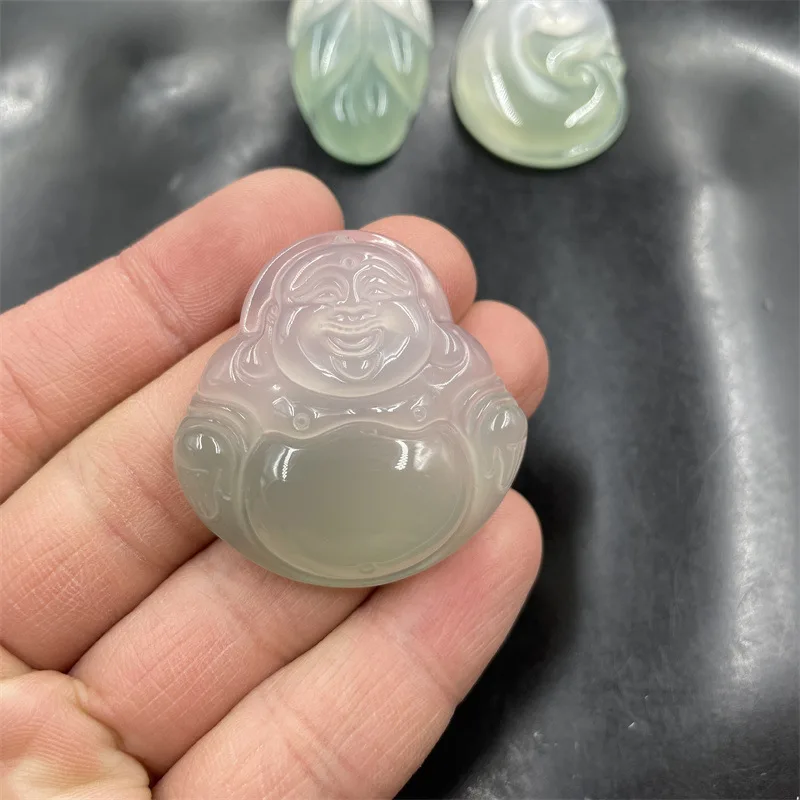 Cheap Jade New Ice-like Semi-Oily Jade Agate Maitreya Buddha Pendant Leaf Pendant Ruyi Jade Pendant