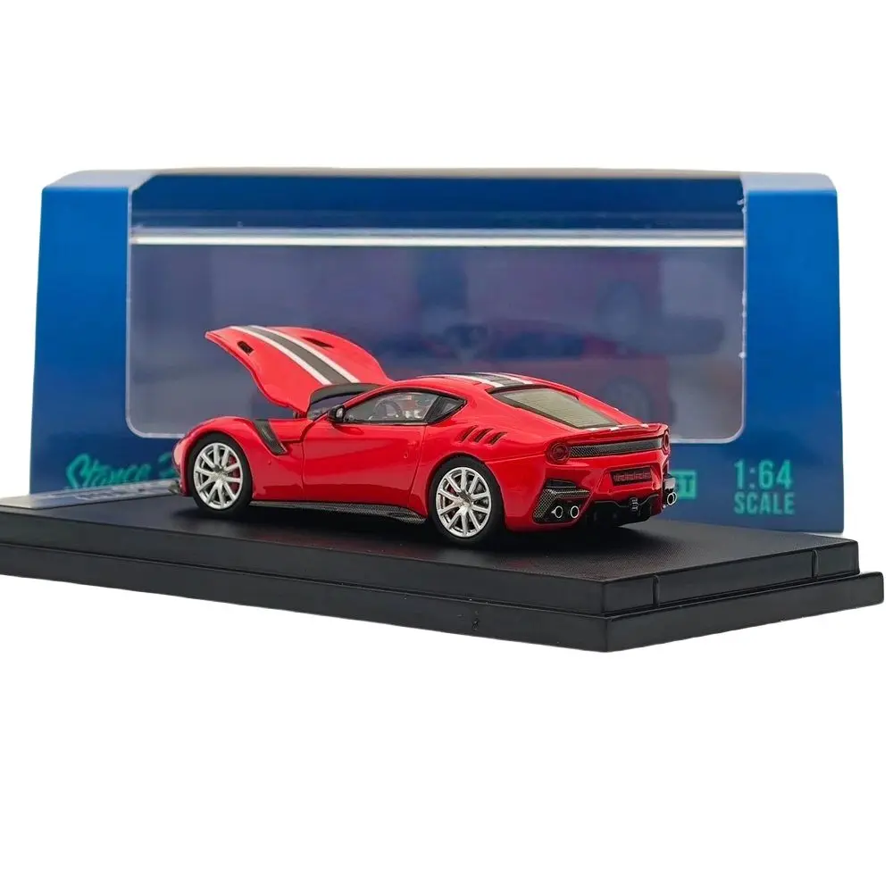 Stance Hunters SH 1/64 F12 TDF Hood Opens Red pull flower Diecast Models Car Miniature Limited Collection Toy Vehicle Models