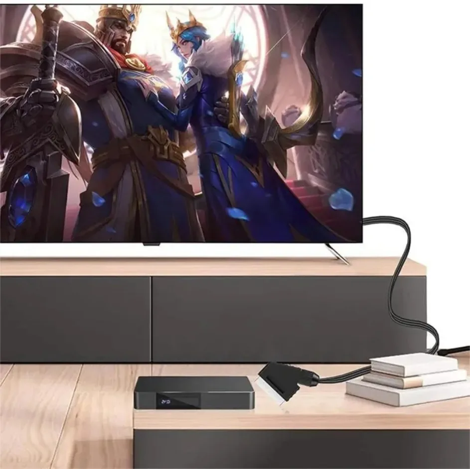 SCART zu HDMI-kompatibel Konverter Kabel 720P/1080P Schalter SCART in HD out Video Audio Konverter Adapter, für Sky Box STB Stecker