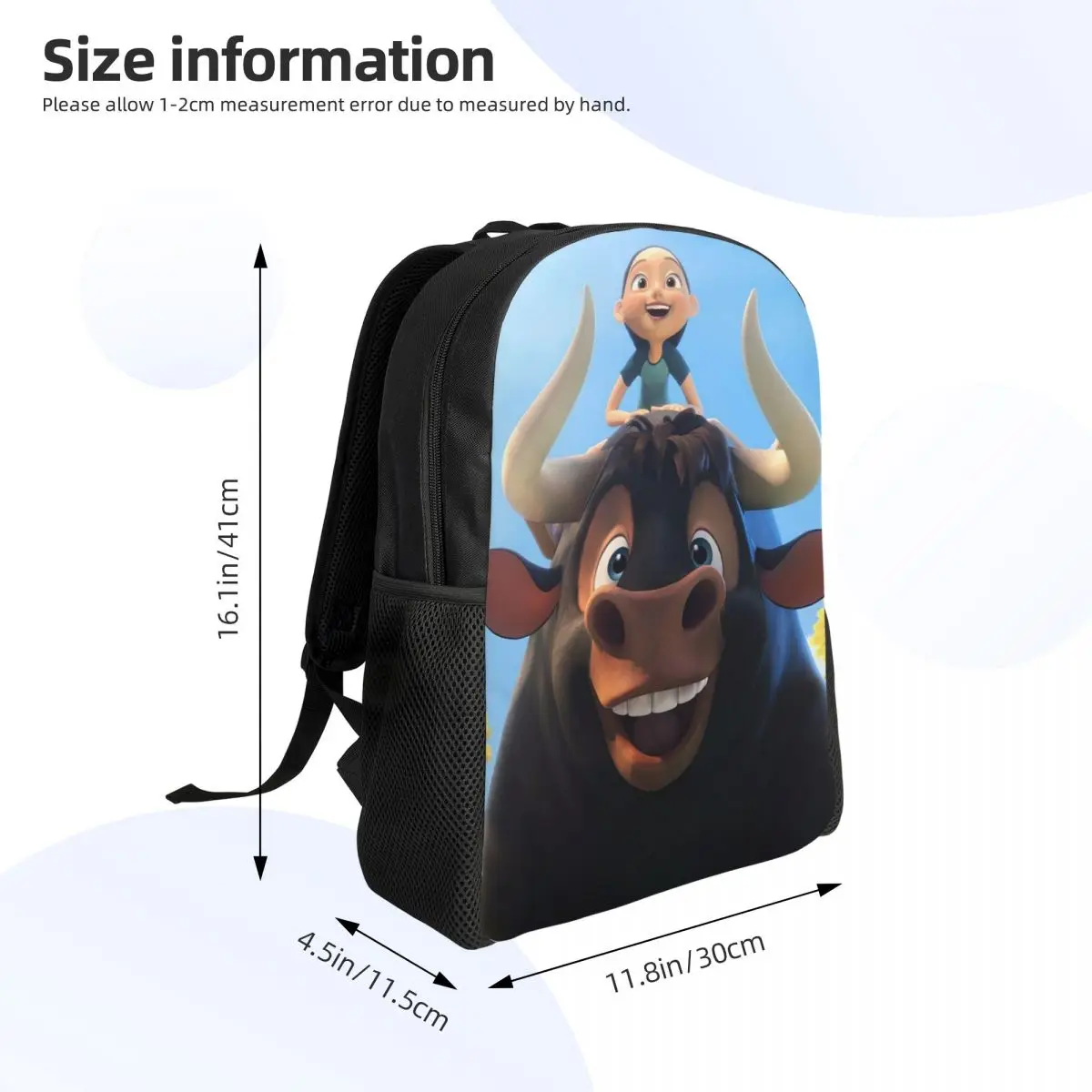 Ferdinand Animated Short Films Student Backpack School Bag Hiking Travel Daypack for Men Women Fashion Bookbag Shoulder Bags