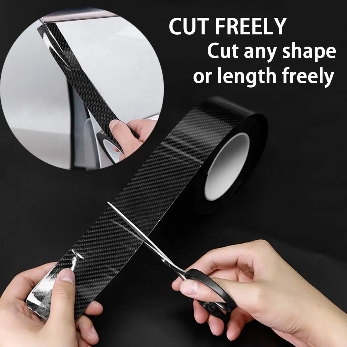 1-10m Nano Carbon Fiber Car 3D Tape Sticker Door Mirror Paste Protector Strip DIY Protection Protective Film Wodoodporny klej Taśma z Włókna Węglowego do Samochodu Ochrona Drzwi i Luster Wodoodporna Folia Ochronna