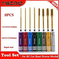 8PCS Tool Set 1.5 2.0 2.5 3.0 4.0 5.5 7.0 8.0mm Nut Driver Hex Screwdriver Repair tool for RC Car Boat Drone Model Accessories