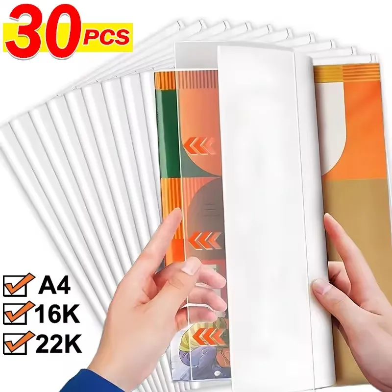 10/30PCS A4/16K/22K Transparent Book Cover Self-Adhesive Closure Students Waterproof Notebook PVC Protective Skin Sleeve Wrap