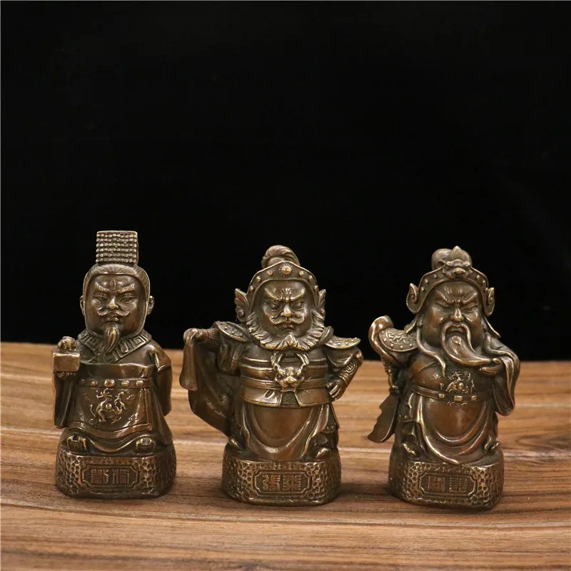 New product: Bronze statue of the Three Brothers - Liu Bei, Guan Yu, and Zhang Fei, brass figure, home desk office desktop decor