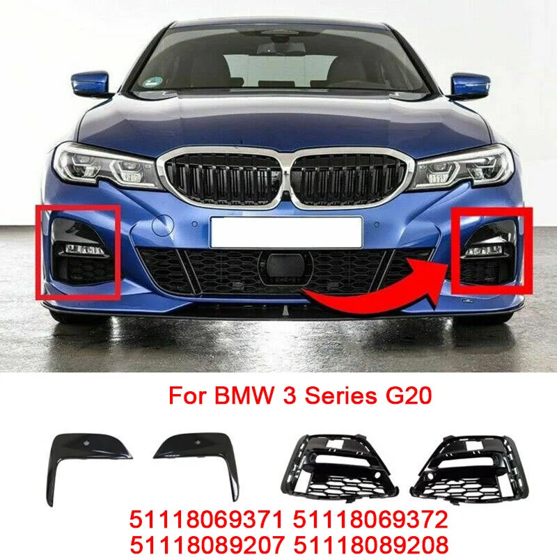 

For BMW 3 Series G20 2019 2020 Front Bumper Grille Fog Light Frame Decorate 51118069371 51118069372 51118089207 51118089208