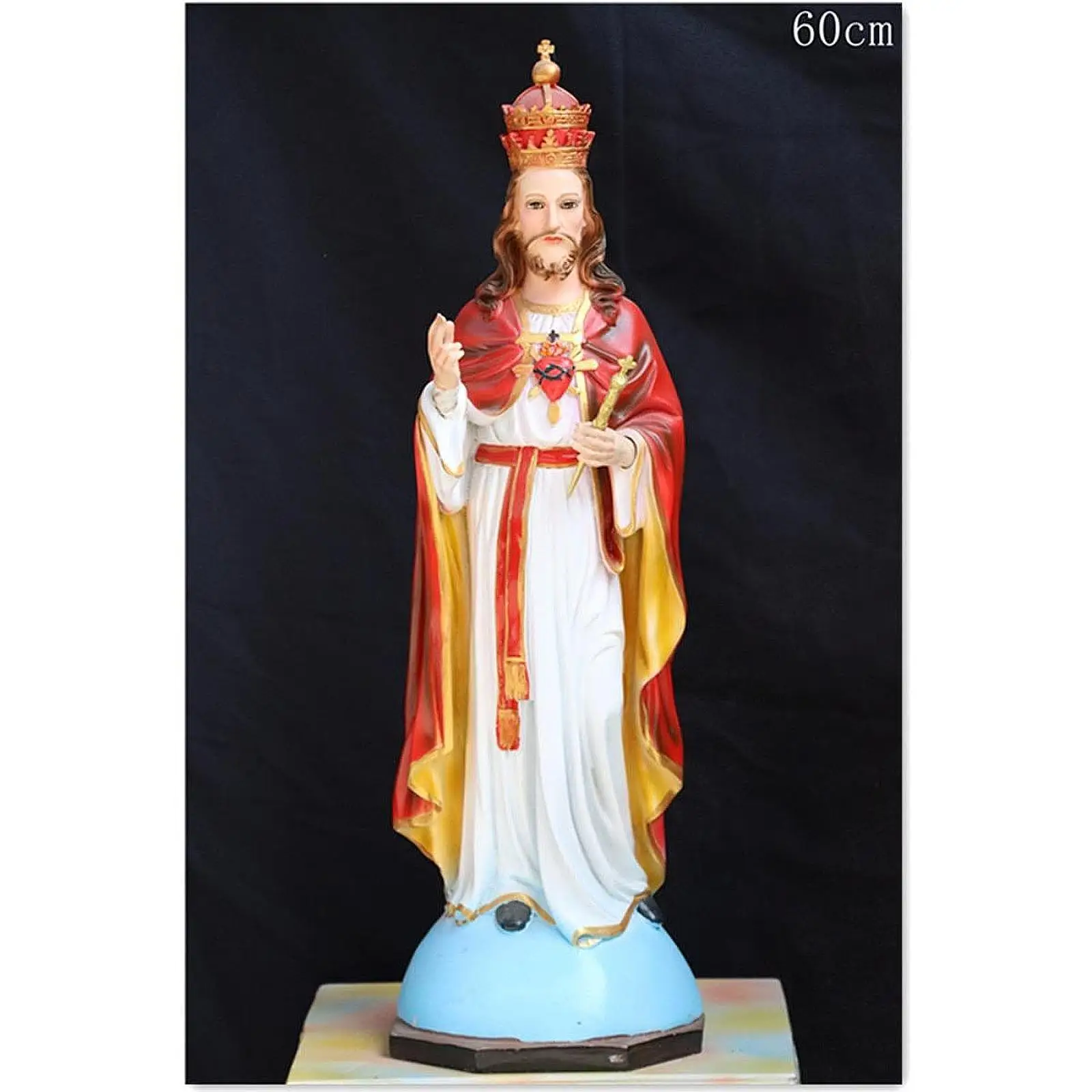 24.80inch King Collectible Figurine, Sacred Heart Statue for Home Display