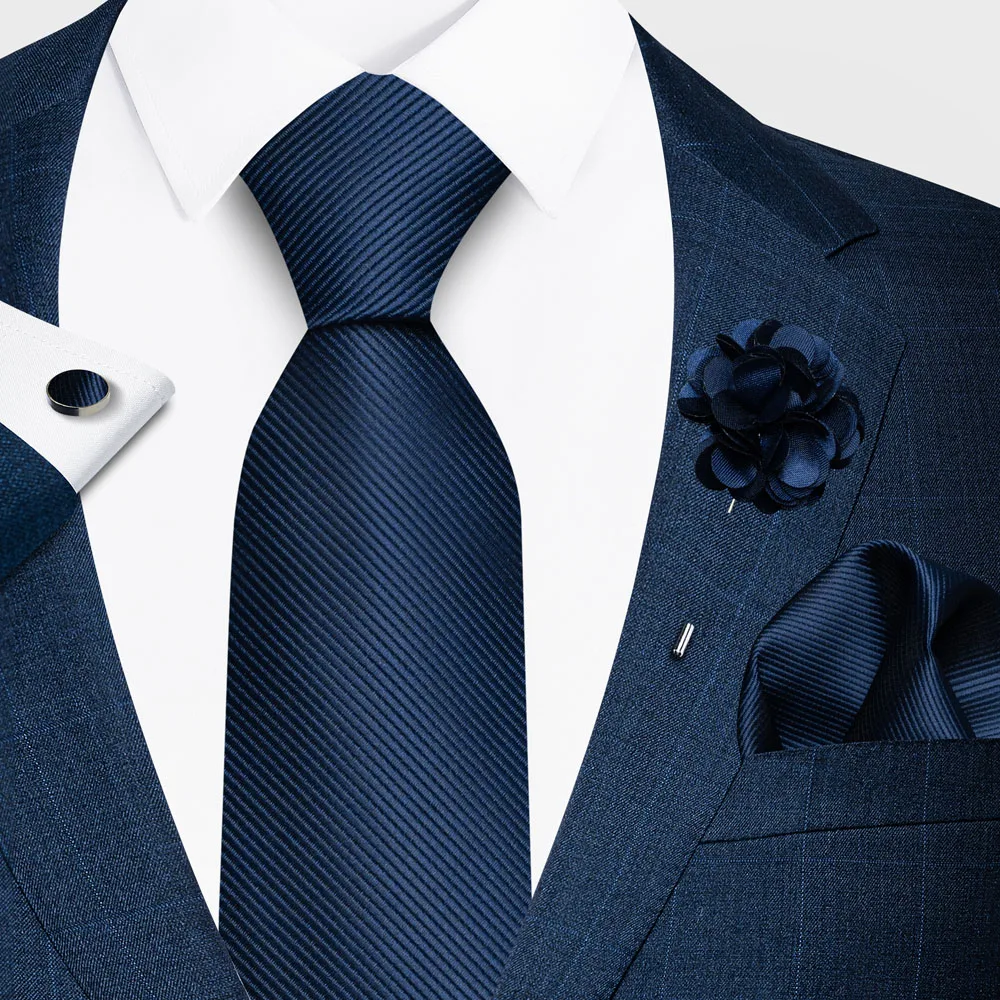 Elegantes einfarbiges Herren-Krawattenset, 4-teilig, 1200-Nadel-Hochdichte, knitterarm, geeignet für Hochzeiten und Bankette, Bestseller – Detail 6