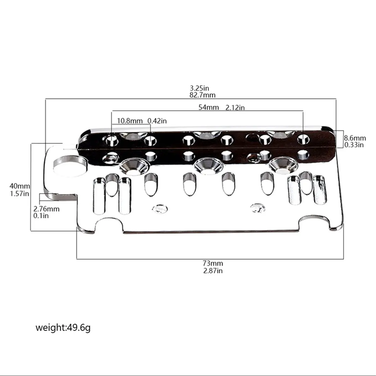 ABPF Universal Tremolo Bridge Assembly 6-String Chrome Plate for Electric Guitar Tremolo System Bridge
