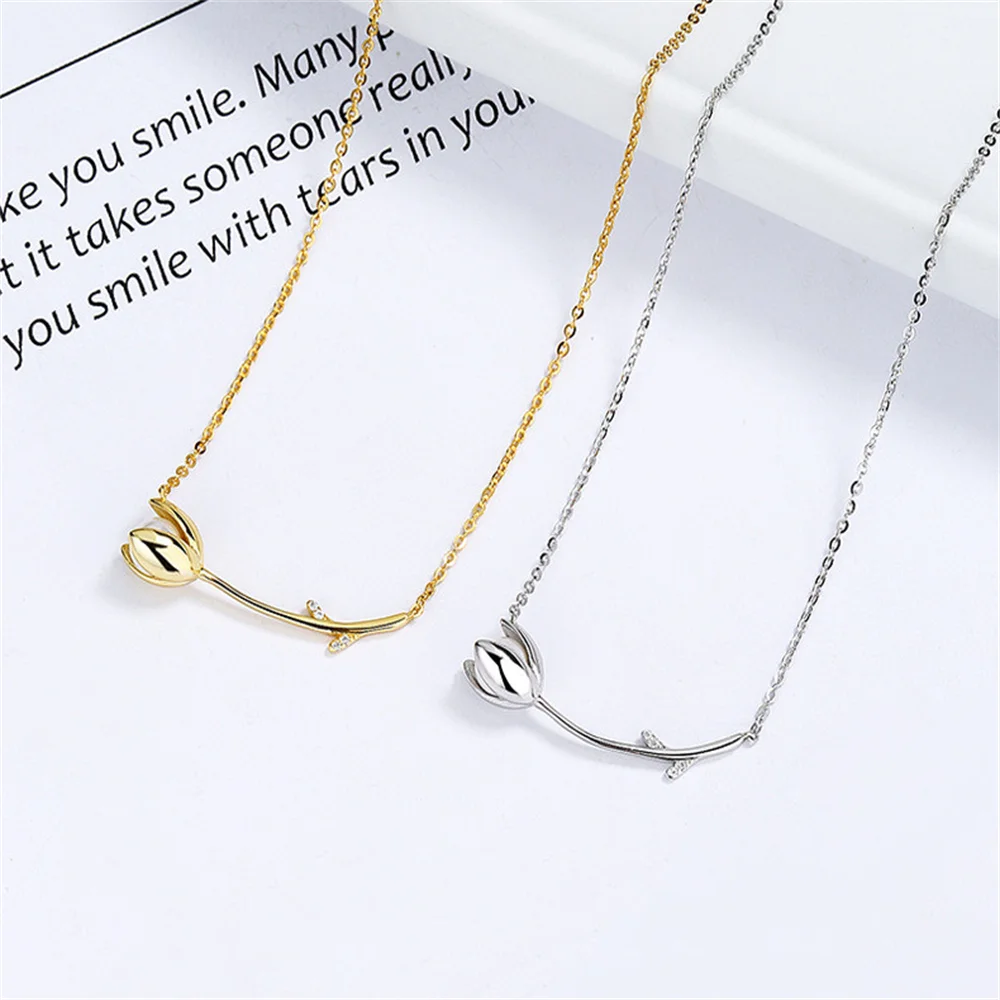 

925 Sterling Silver Niche Collarbone Chain, 2025 New Korean Style, Tulip Pearl Versatile INS Jewelry