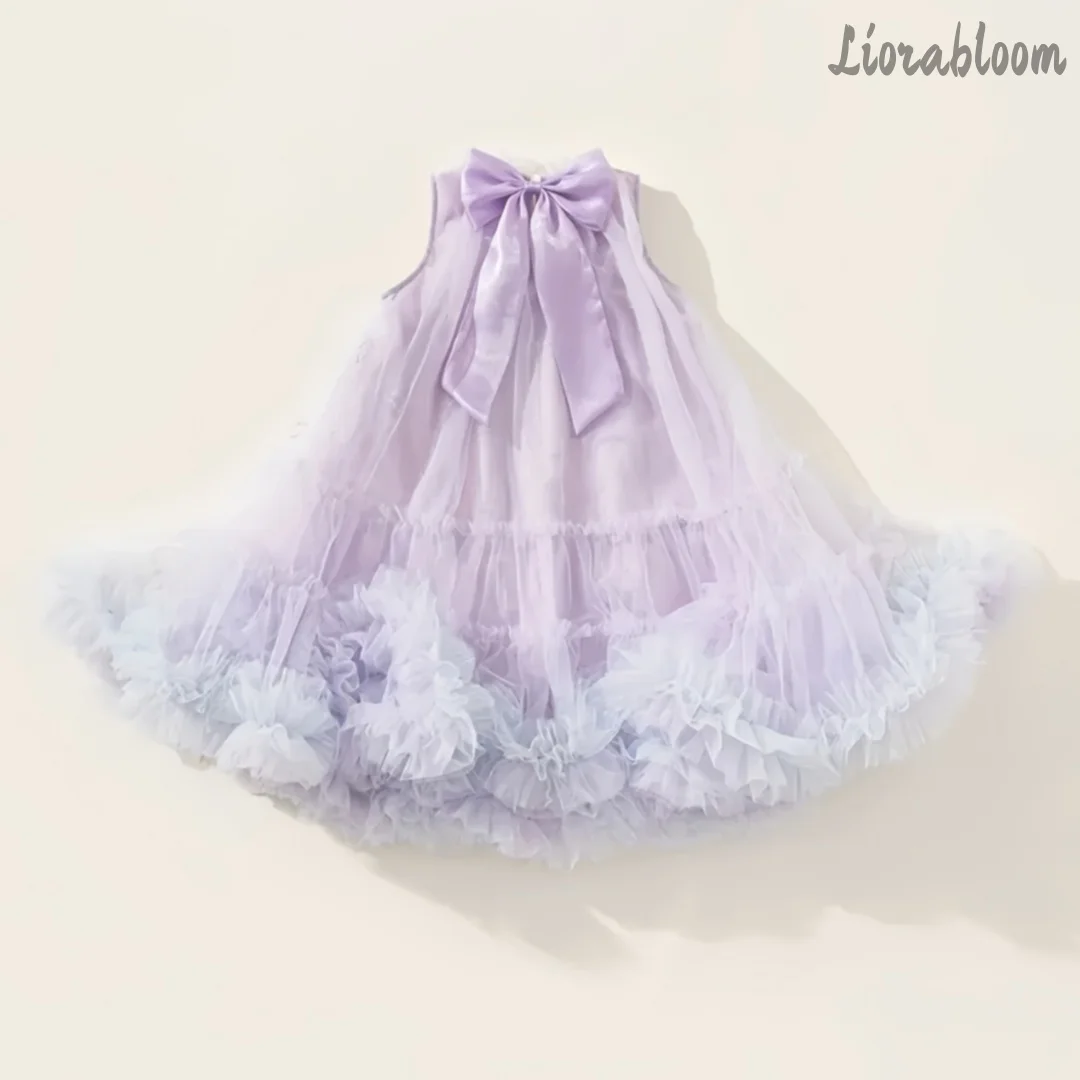 Purple Everyday Princess Dress Formal Gown Lace Hem Bow Accents Flower Girl Dress Party Dress Elegant Formal Wear Wedding Attire