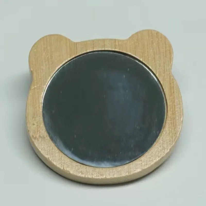 7 Stuks Mini Kleine Houten Make-Up Spiegel Ronde Compacte Spiegel Draagbare Reiszak Spiegel Meisje Schattig