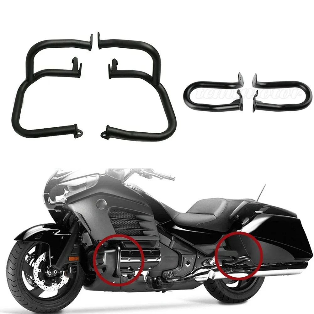 

Front & Rear Motorcycle Engine Highway Crash Bar Guard Protection For Honda GL1800 2001-2016/GL1800A 2001-2005 Left Right Black