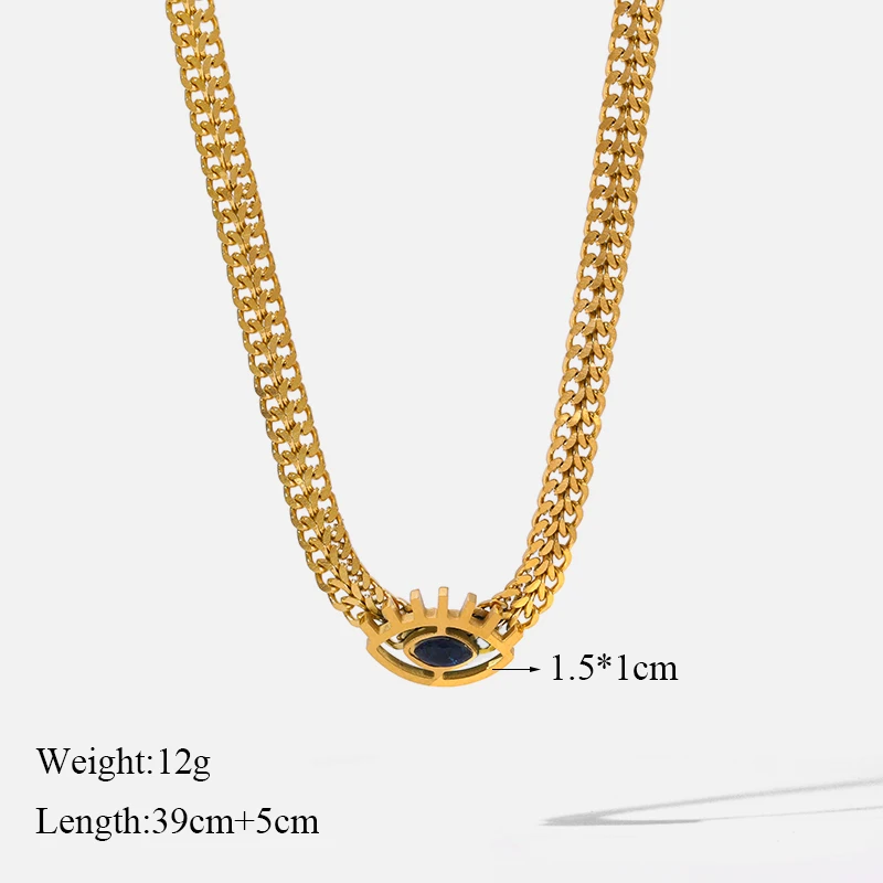 EILIECK 316L Edelstahl Blauer Zirkon Kristall Charm Halskette Ohrringe Armband Für Frauen Goldfarben Schmucksets Accessoires – Detail 16