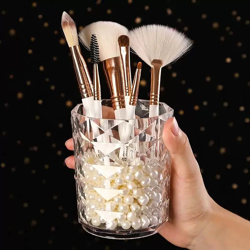 

Cosmetic Storage Dustproof Makeup Brush Storage Bucket Cosmetic Brush Holder Cup Transparent Pen Holder For Dressing Table