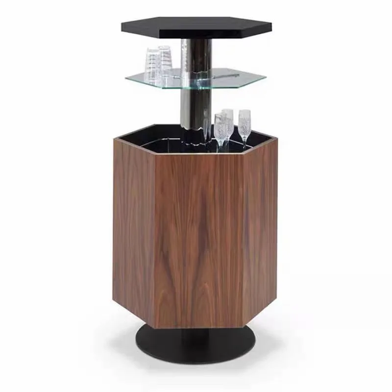 Solid wood wine cabinet glass display cabinet household villa living room automatic lifting locker leather splicing