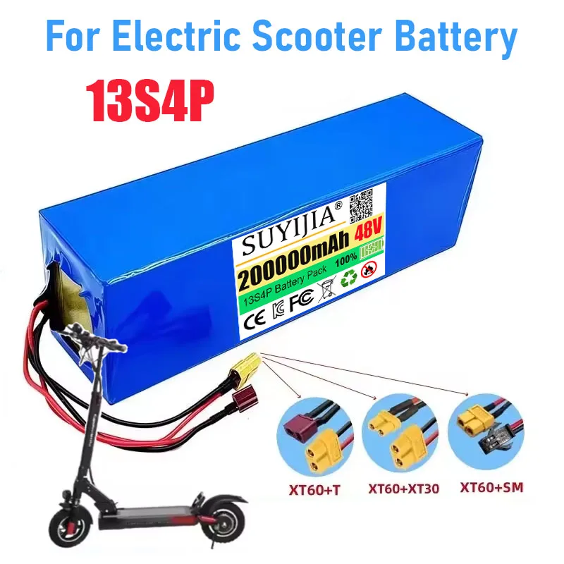 

13S4P 20000mAh 48V 18650 Lithium-ion Battery Pack with 30A BMS, Suitable for Electric Scooter Bicycle、Bicycle Battery