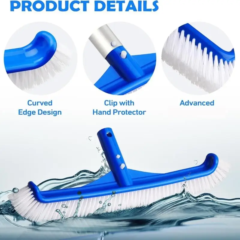 

Wall & Tile Brush 18inch Heavy Duty Polished Cleaning Brush Head Swimming Pool 37JD