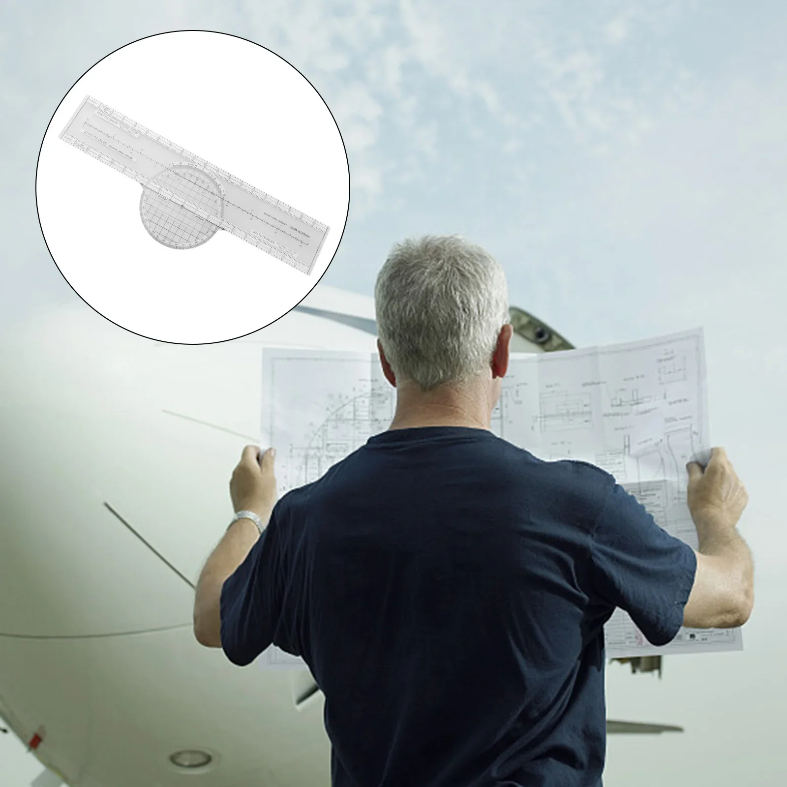 Aviation Flight Navigation Plotter 360-Degree Rotating Aviation Plotter -Slide Ruler Used For Pilot Training Measuring Tool