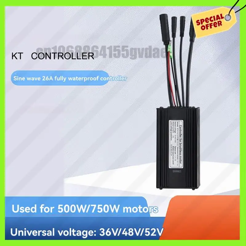 

-A61K Ebike KT-26A Синусоидальный контроллер для бесщеточных двигателей 500 Вт/750 Вт 36 В 48 В 52 В Подходит для дисплеев KT Водонепроницаемая вилка