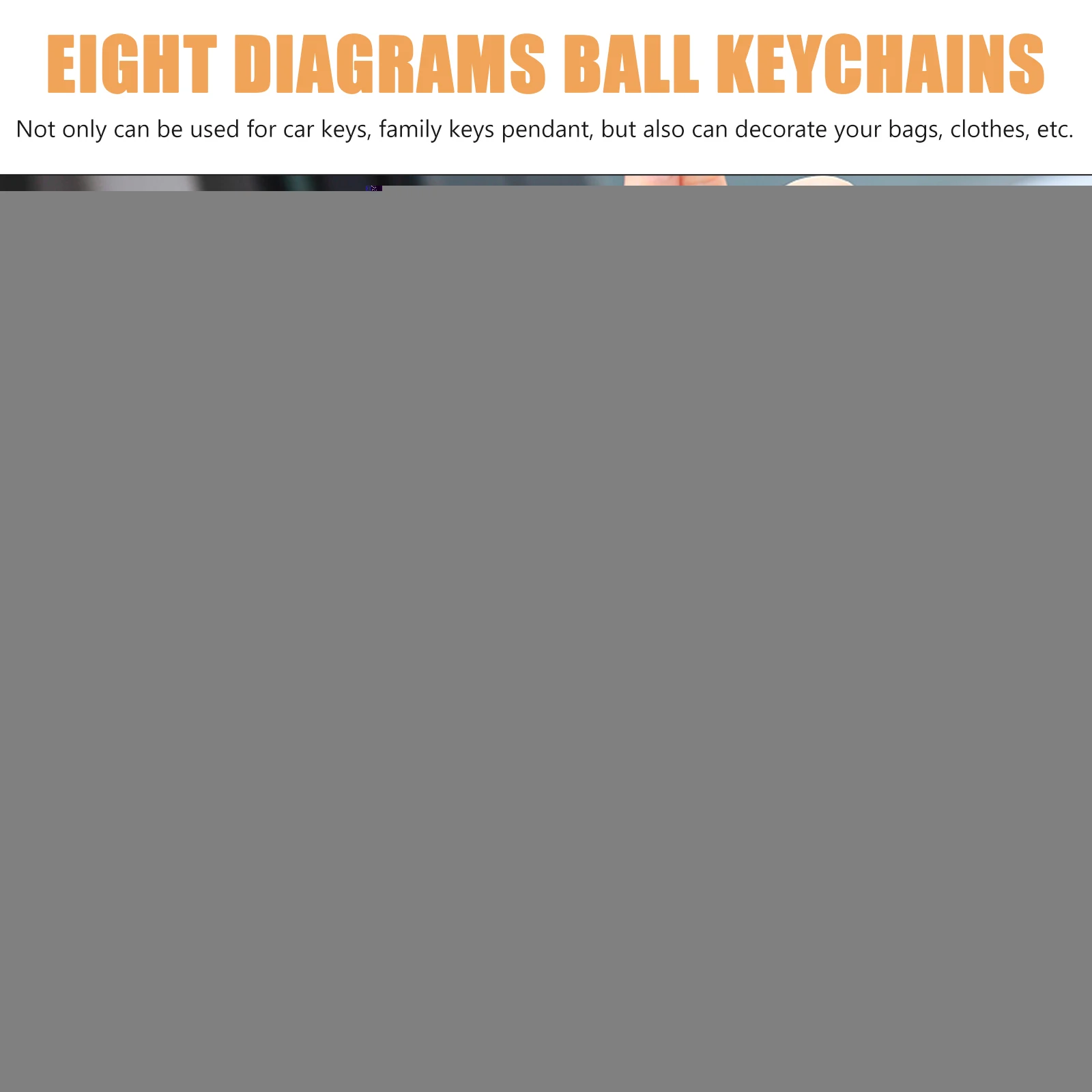 

Fitness Handball Keychains Mini Bagua Blue Hand Massage Ball Pendants Eight Diagrams Pattern Key Rings Adorable