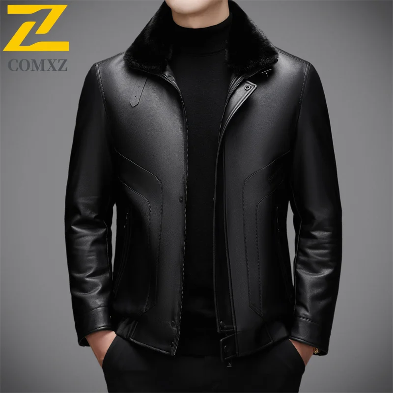 

Winter Leather Jacket Men 2025 Brand Luxury Business Casual Thickened Warm Outerwear Fashion Classic Office Ready Leather Coat