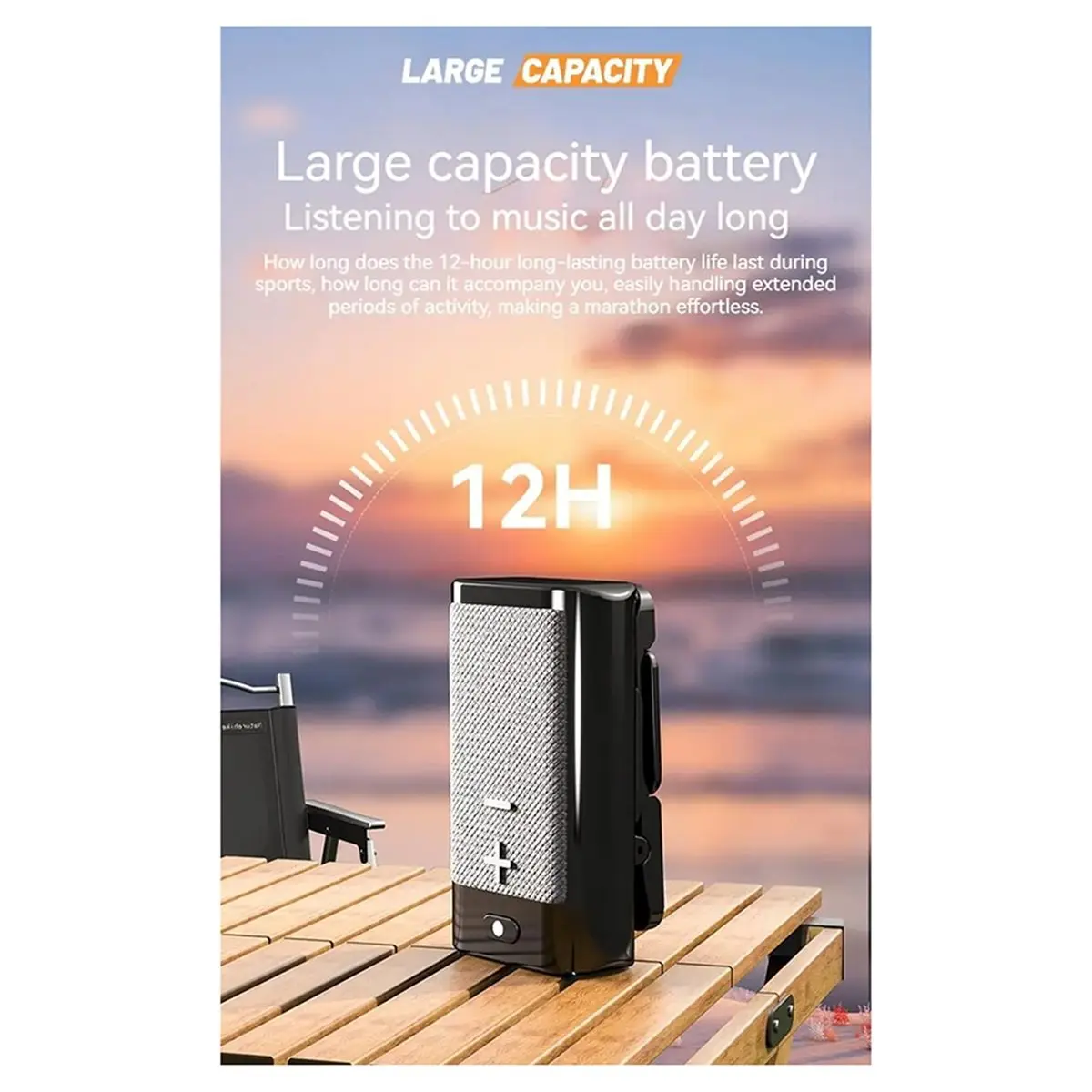 

Мини-портативный Bluetooth-динамик с клипсой, объемный звук 3D, совместимый с телефонами, идеально подходит для пеших прогулок, занятий спортом в помещении