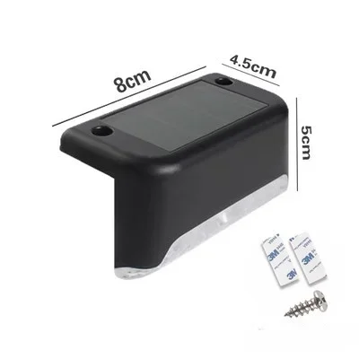 Warm witte LED Solar Step Lamp Path Trap Outdoor Tuinverlichting Waterdichte balkonlichtdecoratie voor Patio Trapheklicht