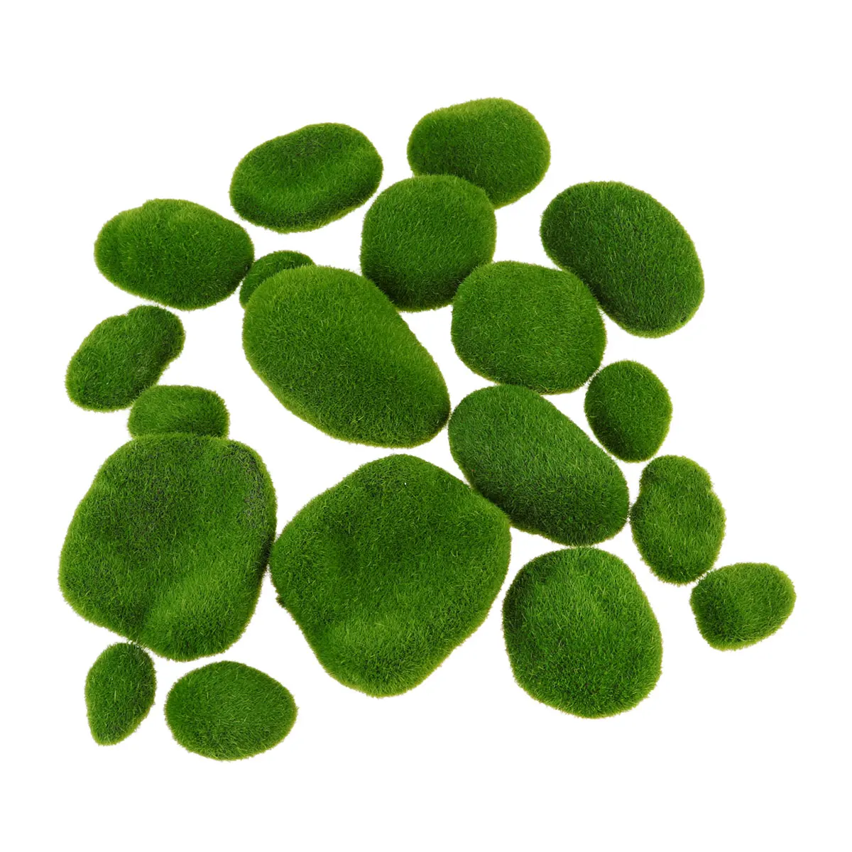 

19Pcs Green Fuzzy Mossy Balls for Bonsai Mini Scene Fairy Gardens Terrariums Moss Covered Stones Create Nature Feeling