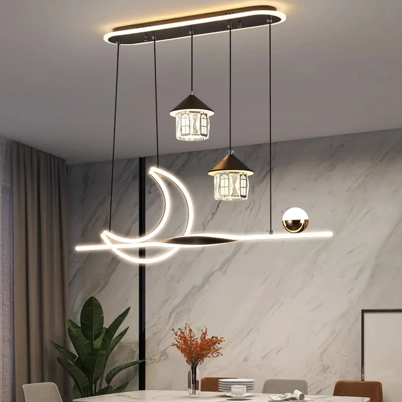 

American style Customizable Acrylic Moon and home LED Chandelier Lustre Adjustable Ceiling for dining room Luminaire Dimming