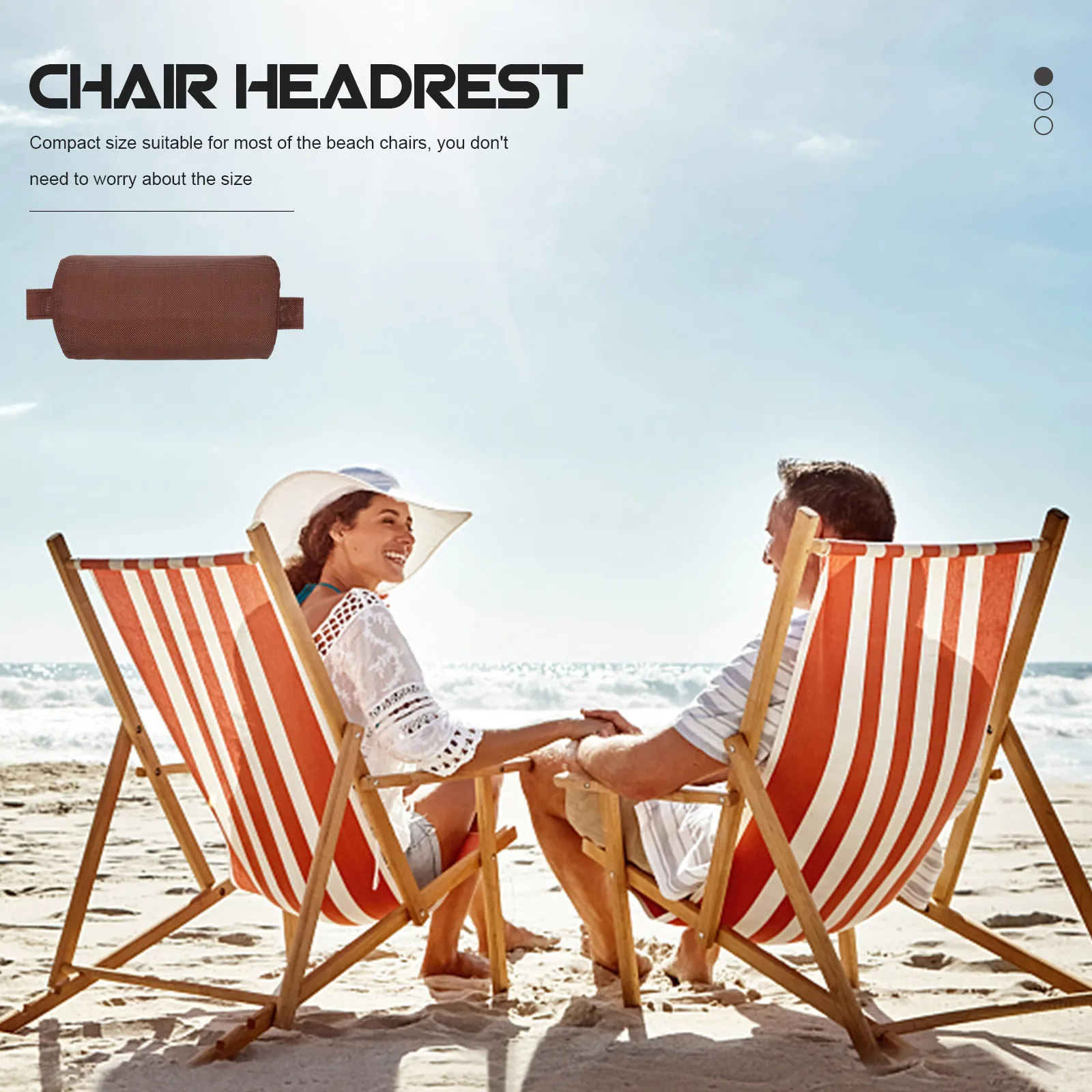 Detachable Beach Chair Head Cushion with Elastic Band – Comfortable Neck Rest Pillow for Folding Deck Chairs