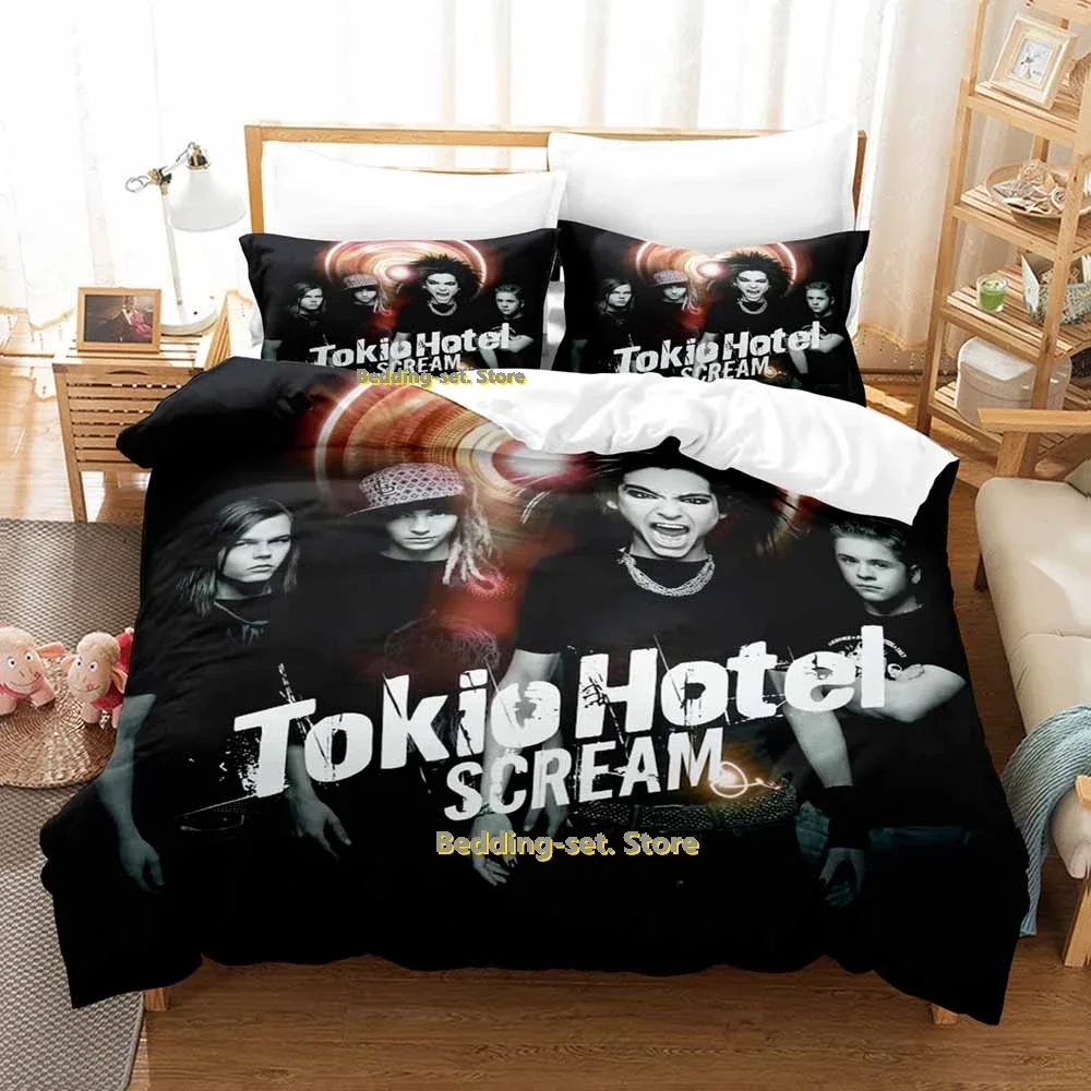 3D Print Anime Tokio Hotel Bedding Set Adult Kid Bedroom Duvetcover Sets Three-piece Bed Set