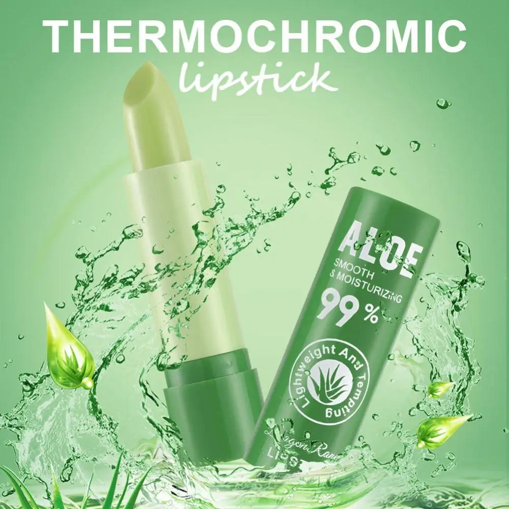 Moisturizing Smoothing Nourishing Repairing Lips Temperature-sensitive Color-Changing Lipstick Aloe Vera Herbal Healthy Lip Blam