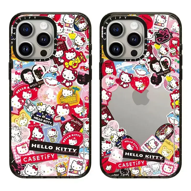 Sanrio Cartoon Hello Kitty Sticker Painted Soft Protective Case Suitable for IPhone14ProMax Mobile Phone Case Kawaii Gift