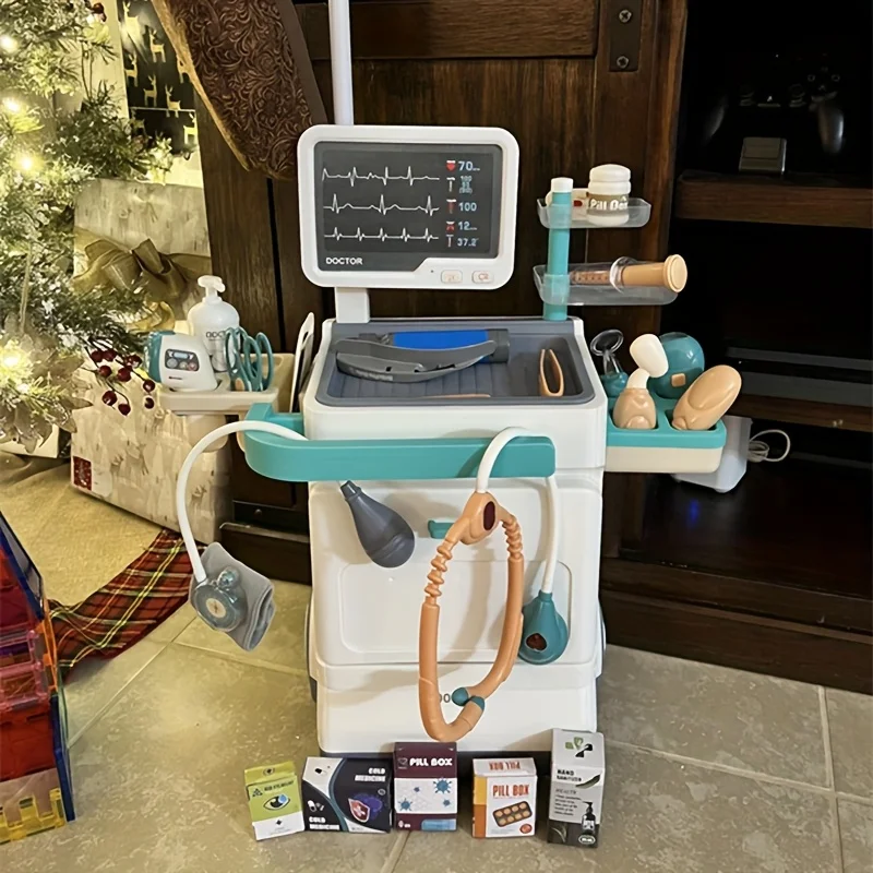 Children's Doctor Set - 26 Pretend Medical Station Toy Set With Play Stethoscope And Medical Equipment - Doctor Role Play Gift,