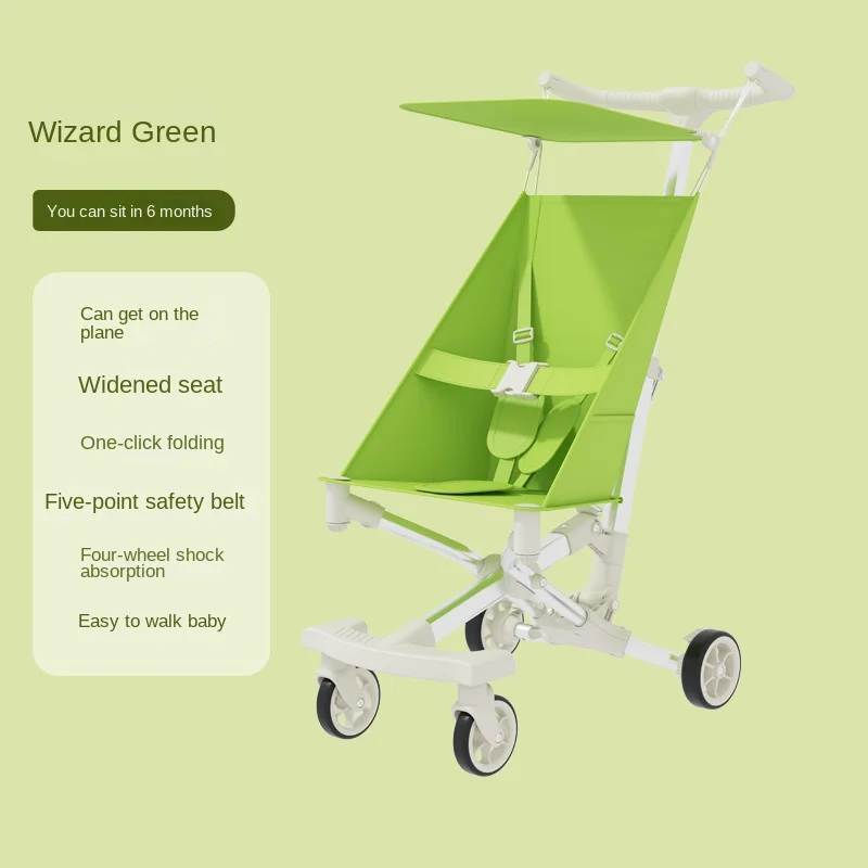 Lightweight Baby Stroller High Landscape Foldable Travel Stroller Breathable Boardable Four-wheel Shock-absorbing Stroller