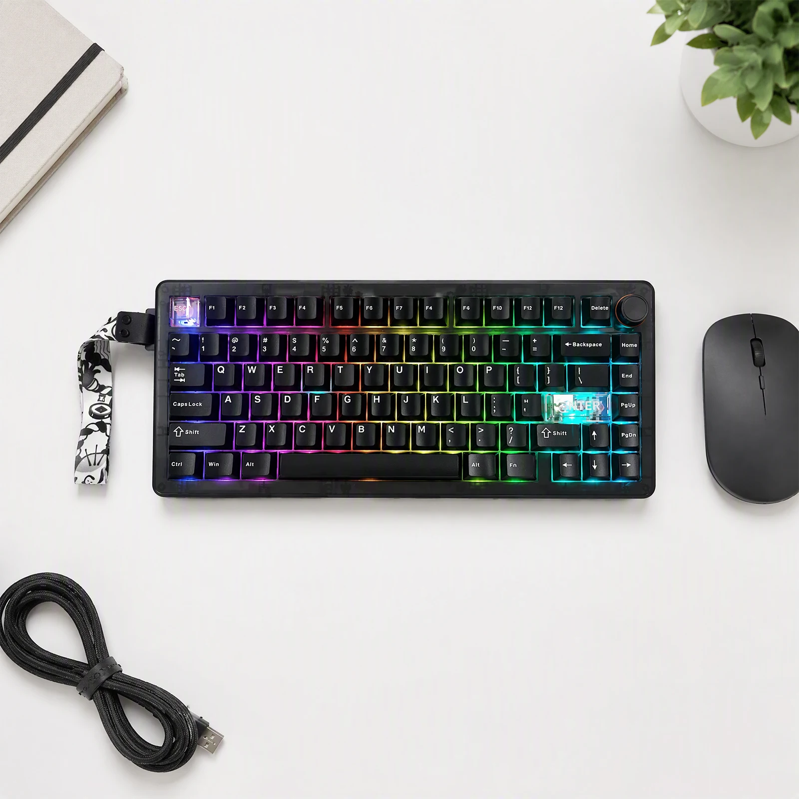 QK75 Personalized Gasket Mechanical Keyboard 81-Key Triple Mode Wireless BT 2.4G RGB Hot Swap VIA QMK PBT