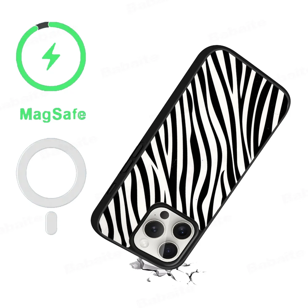Black and white Dalmatian Cow zebra texture  For iPhone 15 Pro Max Case 14 Plus 13 12 11 Magesafe Magnetic Wireless Charge Cover