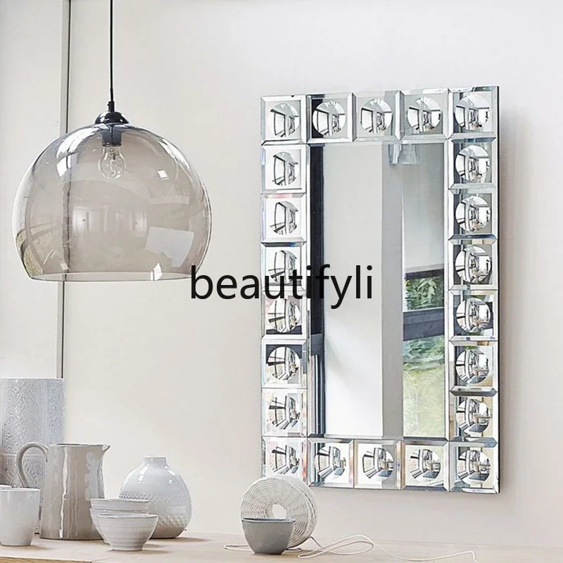 Spherical Vanity Mirror Rectangular Glass Mirror High-End Wall-Mounted Entryway Living Room Polka Dot Bathroom Mirror