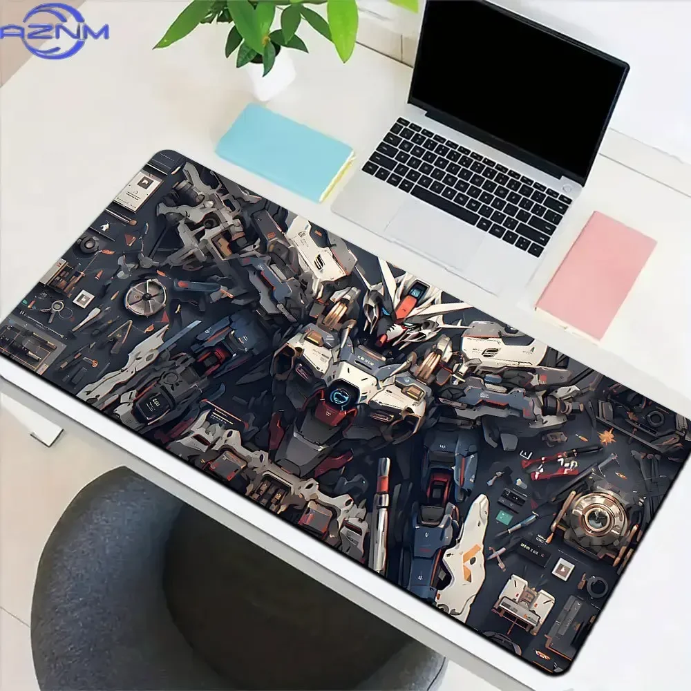 Dark Sci-Fi Mecha Style Large Mousepad, Rubber Non-slip Gaming Desk Mat, Waterproof Keyboard Table Protector for Home and Office