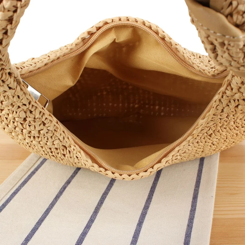 الترفيه بلون ورقة حبل حقيبة من القماش المرأة عطلة الشاطئ حقيبة تحت الإبط سعة كبيرة حقيبة سفر أنيق القوس حقائب كتف