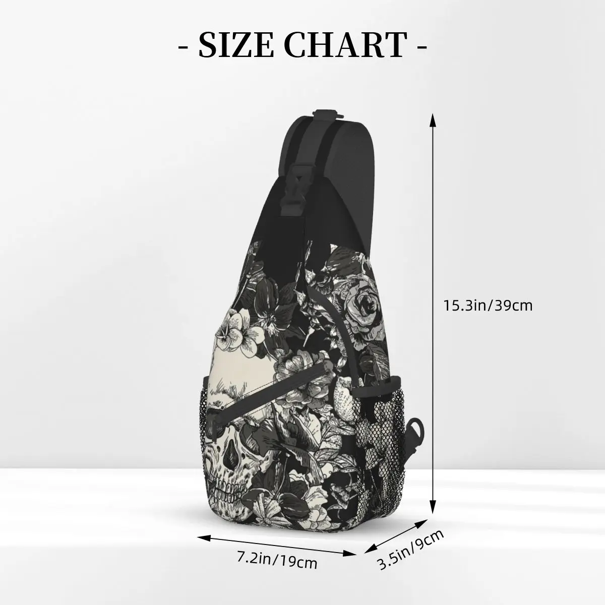 Death Crossbody Sling Bag, Saco de Peito Gótico, Gótico Escuro Horror Gótico, Mochila de Ombro, Mochila, Caminhada, Ao Ar Livre, Ciclismo, Crânio, Esqueleto