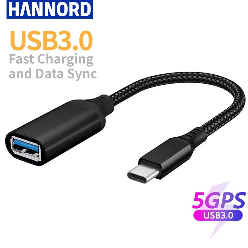 Hannord OTG Data Cable Type C To USB 3.0 Adapter Male to Female Extension Cable For Phone Tablet Macbook Samsung Huawei Xiaomi