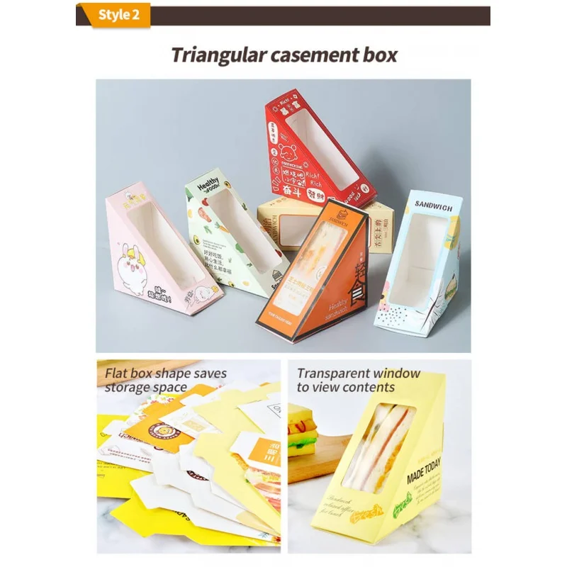 Kunden spezifisches Produkt kunden spezifisch bedruckte Sandwich box zum Mitnehmen rutschig dick gebrannte Toast box mit Brot burger verpackungs box